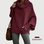LoraviStyle Women’s Batwing Knit Sweater – Soft Cowl Neck with Pockets