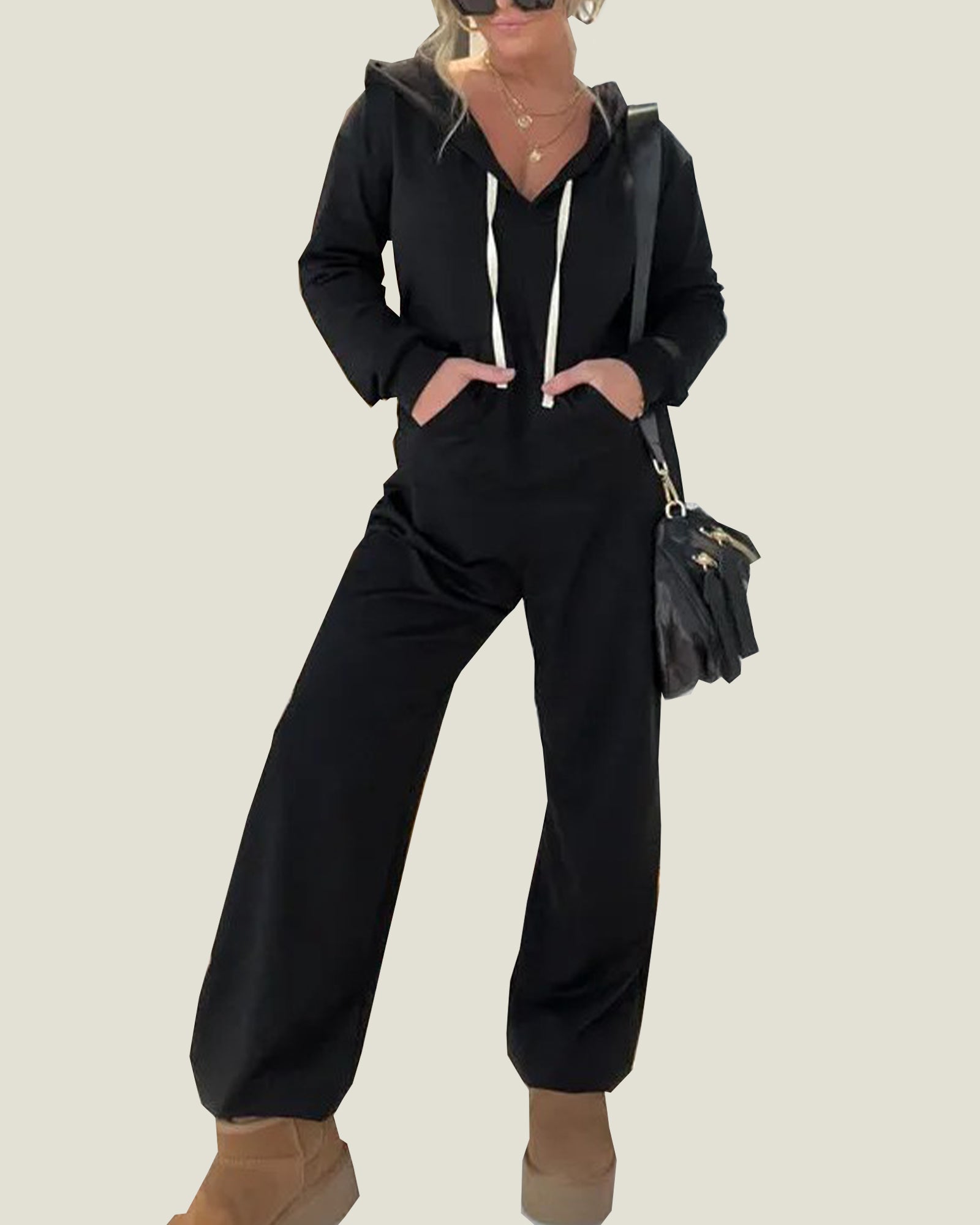 LoraviStyle™ Women’s Cozy Lounge Jumpsuit – Oversized, Hooded & Everyday Comfort