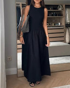 MEGAN | SLEEVELESS WAIST-CINCHED DRESS
