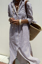 Sophia – Elegant Striped Shirt Dress for Women