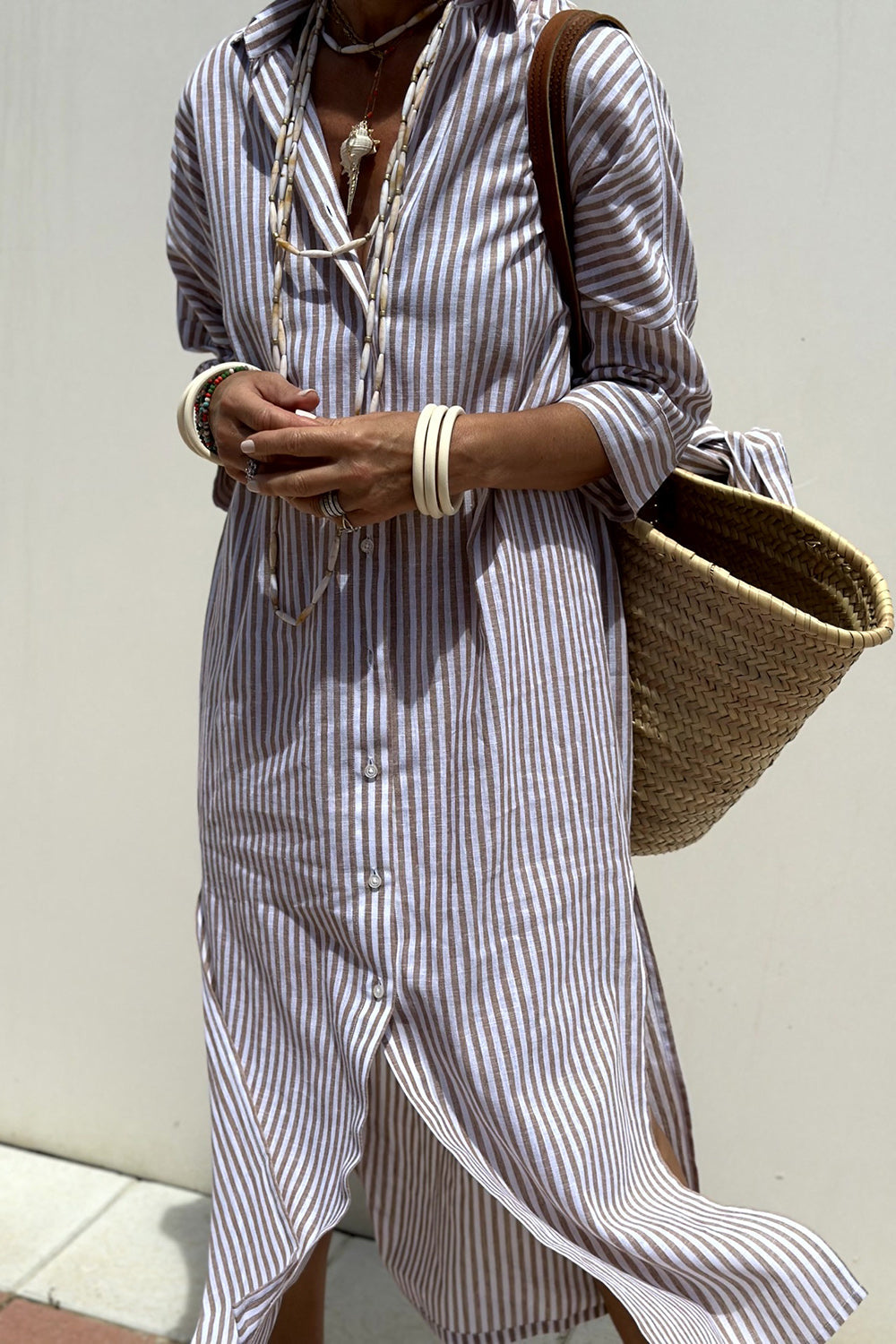Sophia – Elegant Striped Shirt Dress for Women