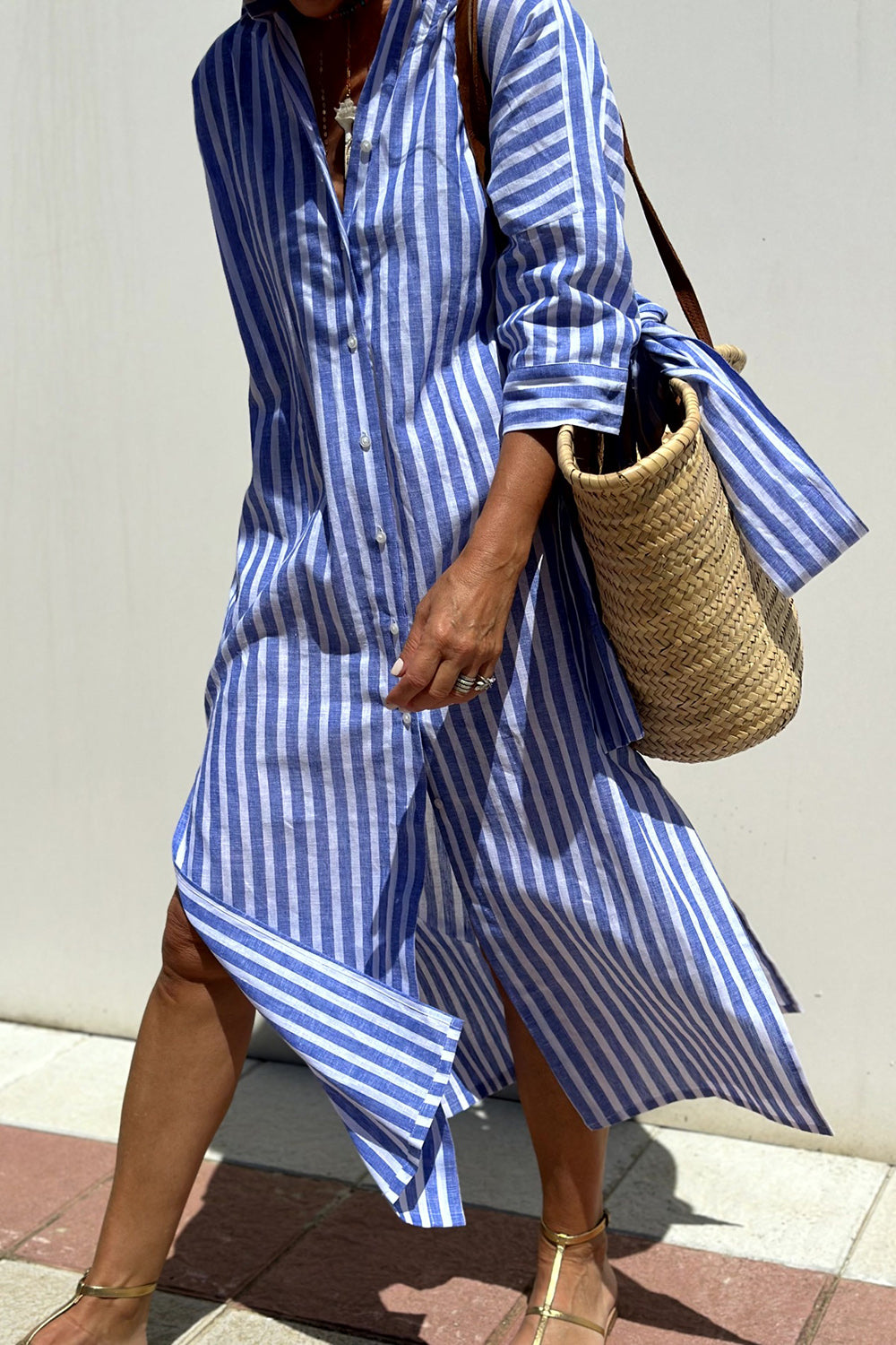 Sophia – Elegant Striped Shirt Dress for Women