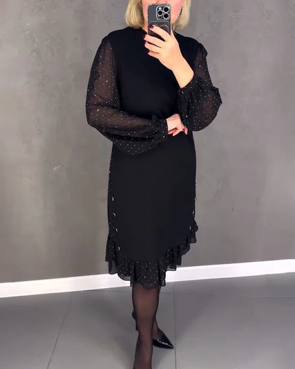 ELENA | ELEGANT POLKA DOT LONG-SLEEVE DRESS