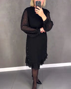ELENA | ELEGANT POLKA DOT LONG-SLEEVE DRESS
