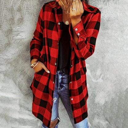JUNIPER | WOMEN'S CHECKERED LONG SHIRT JACKET