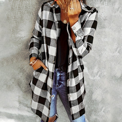 JUNIPER | WOMEN'S CHECKERED LONG SHIRT JACKET